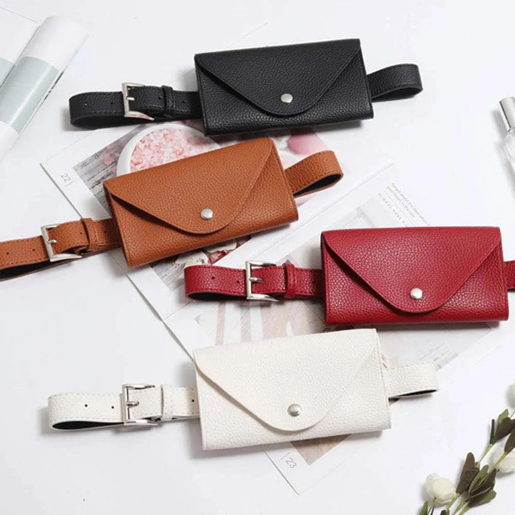 Belt Purse PU Red Mini Belt Phone Belt Bag Envelope Waist Pack Thigh Purse for Women Small Belt Phone Purse