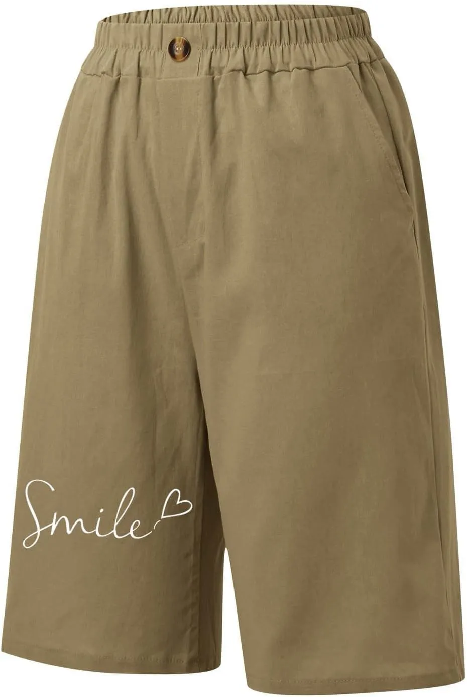 Bermuda Shorts for Women Cotton Linen Elastic High Waisted Casual Loose Shorts Comfy Lightweight Summer Shorts