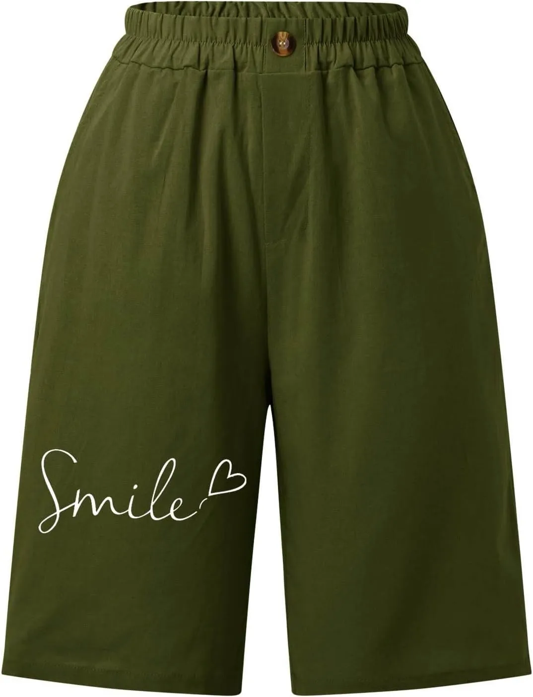 Bermuda Shorts for Women Cotton Linen Elastic High Waisted Casual Loose Shorts Comfy Lightweight Summer Shorts