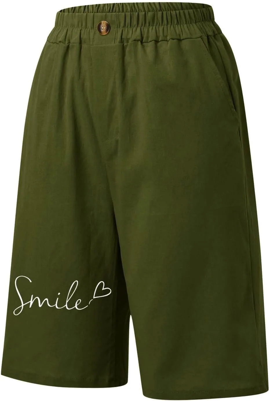 Bermuda Shorts for Women Cotton Linen Elastic High Waisted Casual Loose Shorts Comfy Lightweight Summer Shorts