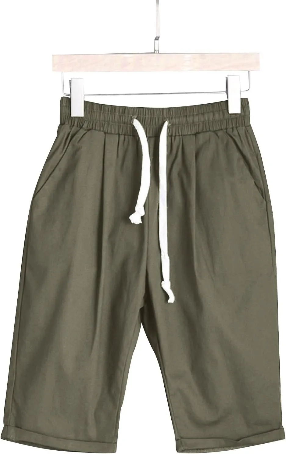 Bermuda Shorts for Women Knee Length Plus Size High Waisted Shorts Baggy Drawstring Pockets Casual Summer Shorts