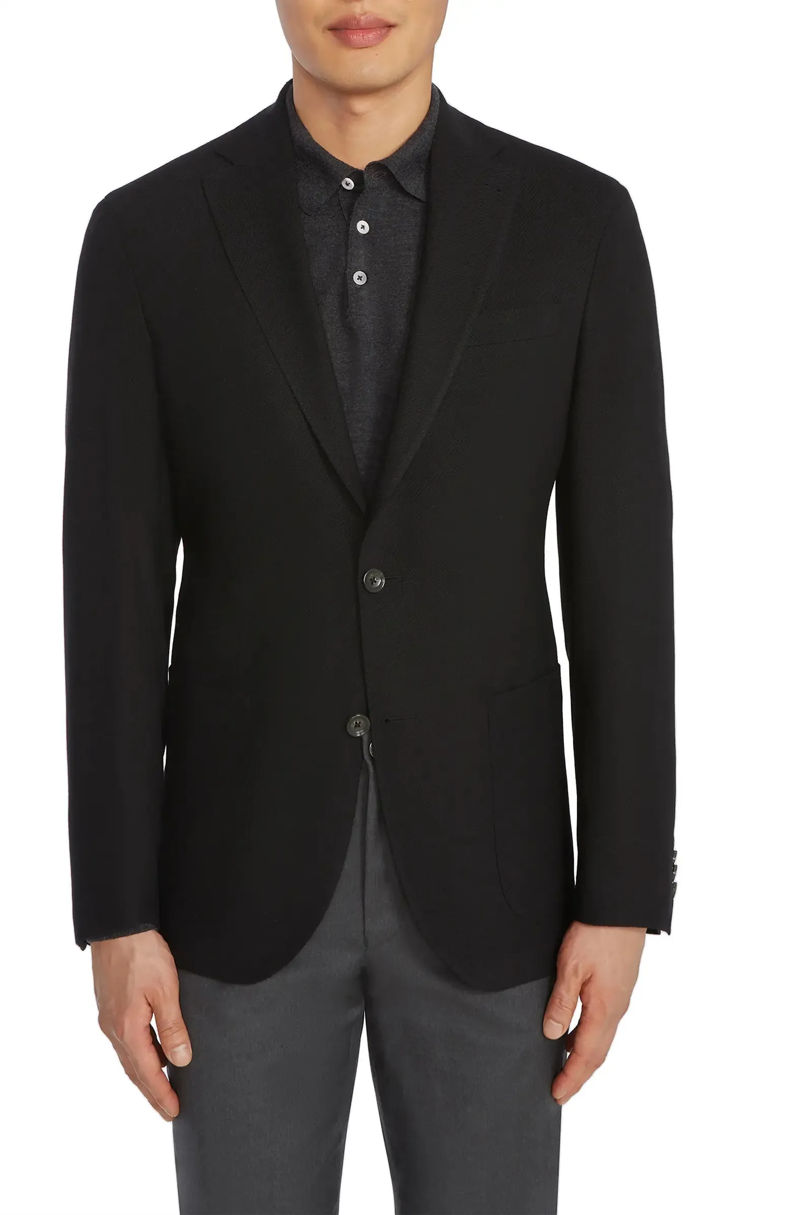 Black Comfortwear Queens Contemporary Fit Unconstructed Knit Sport Coat - Jack Victor