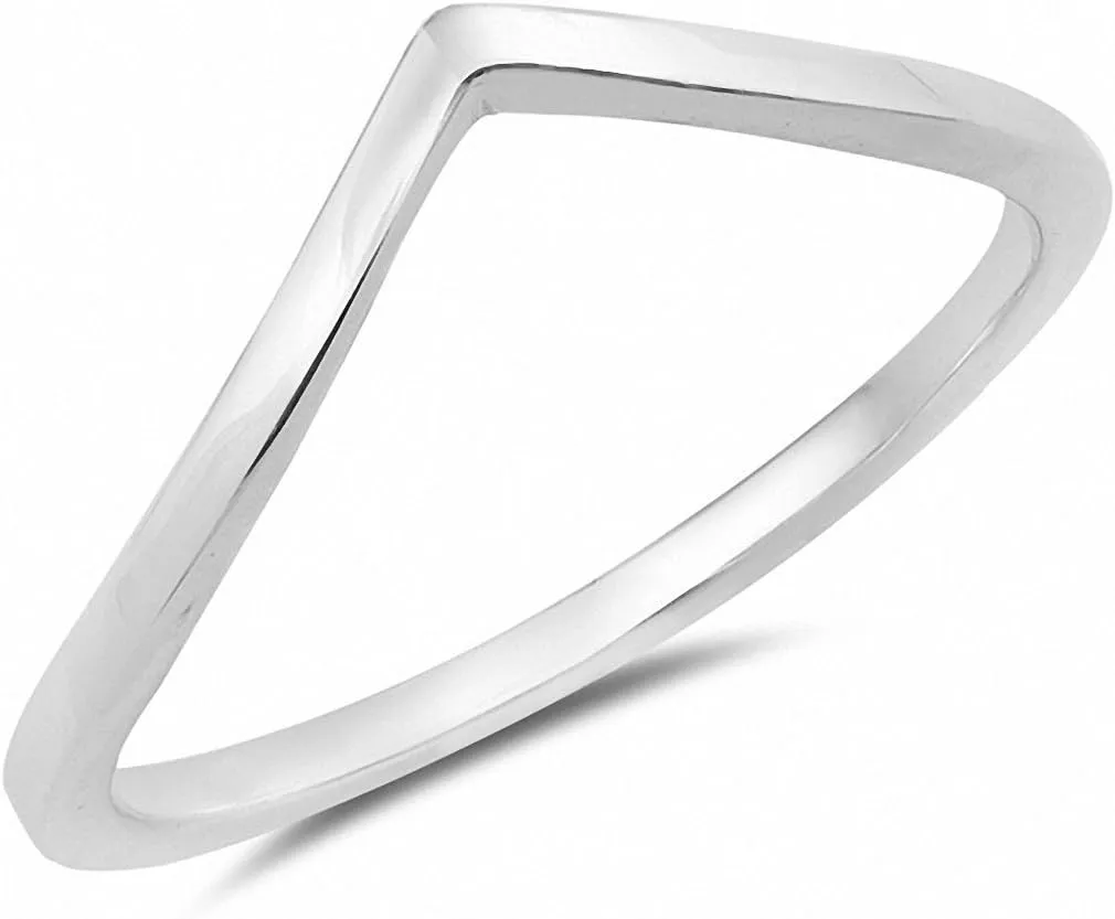 Blue Apple Co. Chevron Midi V Ring Band 925 Sterling Silver Choose Color