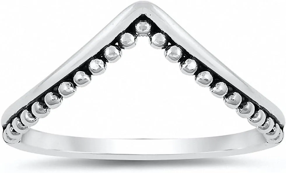 Blue Apple Co. Chevron Midi V Ring Band 925 Sterling Silver Choose Color