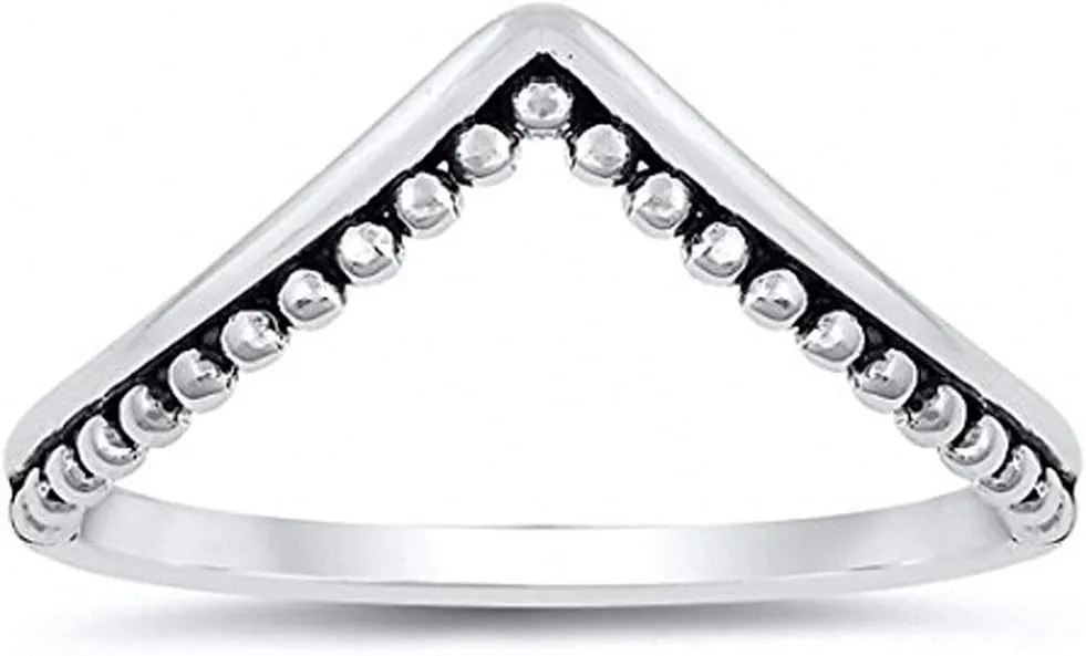 Blue Apple Co. Chevron Midi V Ring Band 925 Sterling Silver Choose Color