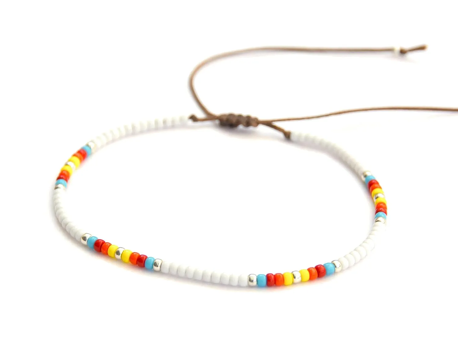 Boho Anklet, Native American Jewelry, Unique Thin Beaded Ankle Bracelet for Women or Girls, Colorful Bohemian Hippie Beach Waterproof Foot Jewelry, Handmade by Tribes