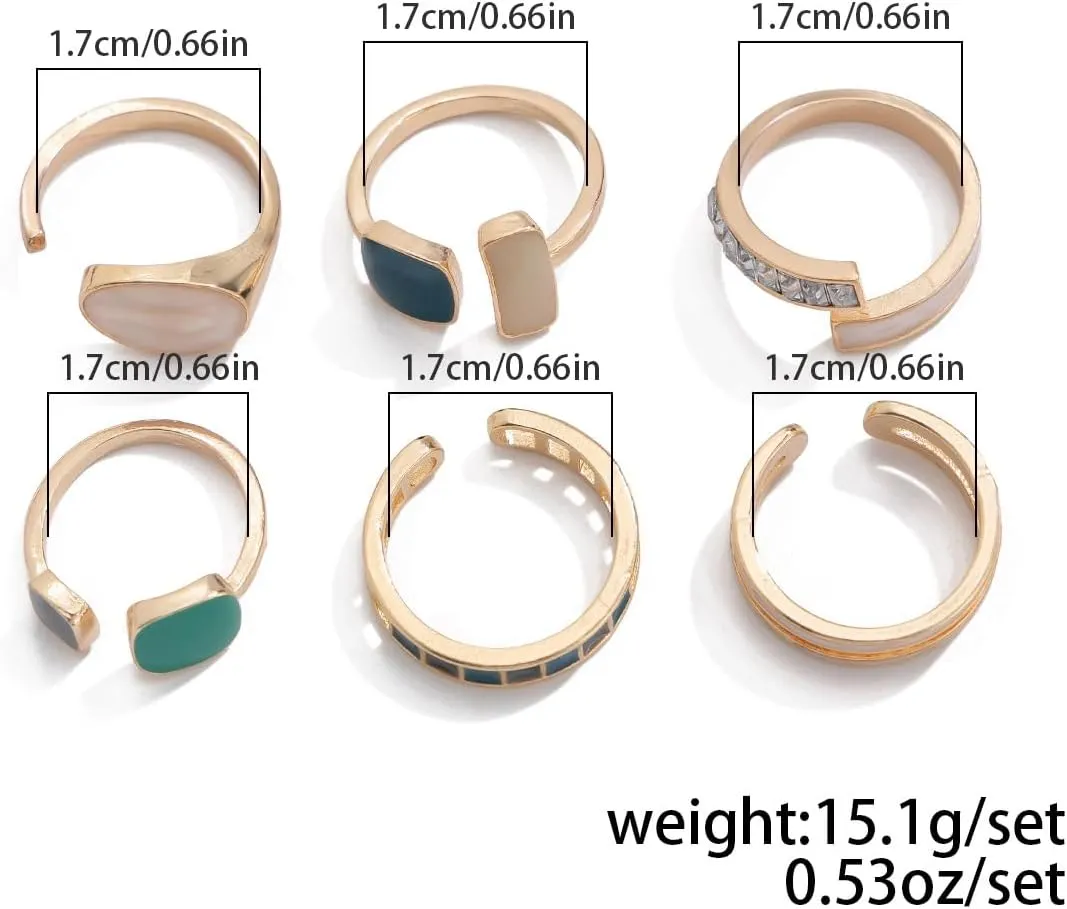 Boho Gold Stackable Rings Set for Women - Dainty Cubic Zirconia Knuckle and Midi Rings Jewelry