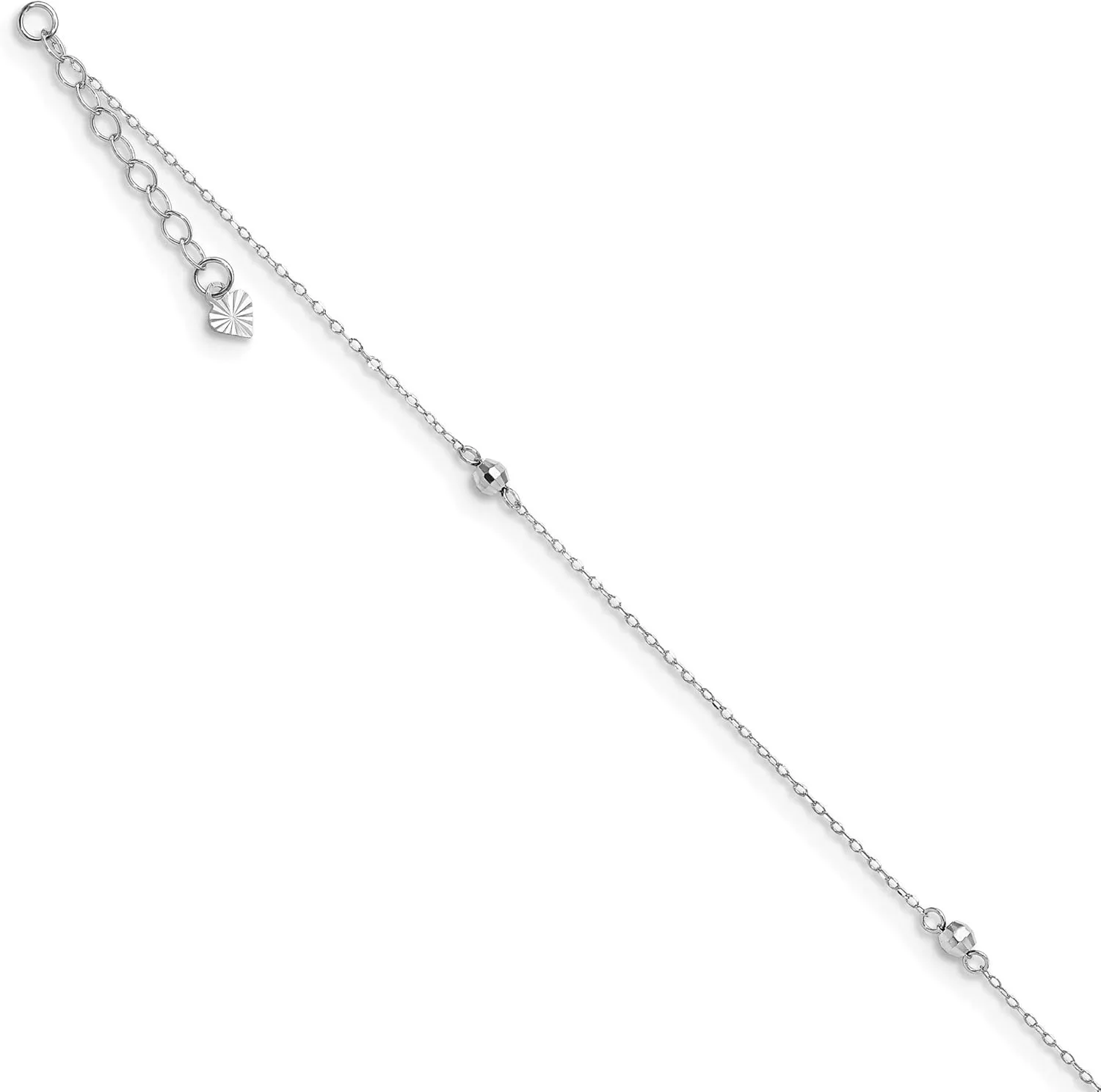 Bonyak Jewelry 14K White Gold Mirror Beaded 9in Plus 1in ext. Anklet Sophisticated