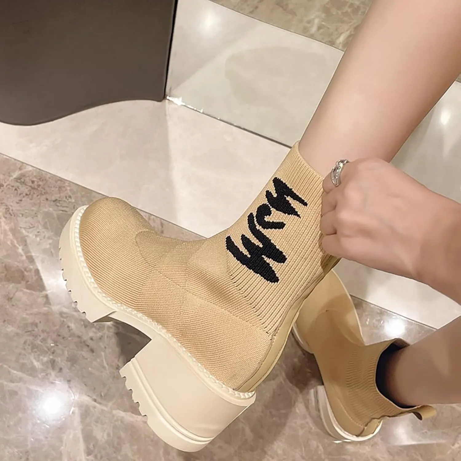 Boots Women Wide Ankle Boots for Women Gold Booties for Women Black Heels for Women Chunky Heel Womens Booties and Ankle Boots Leather Low Heel Ankle Boot