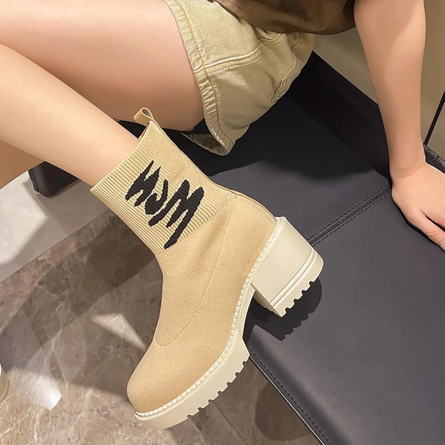 Boots Women Wide Ankle Boots for Women Gold Booties for Women Black Heels for Women Chunky Heel Womens Booties and Ankle Boots Leather Low Heel Ankle Boot