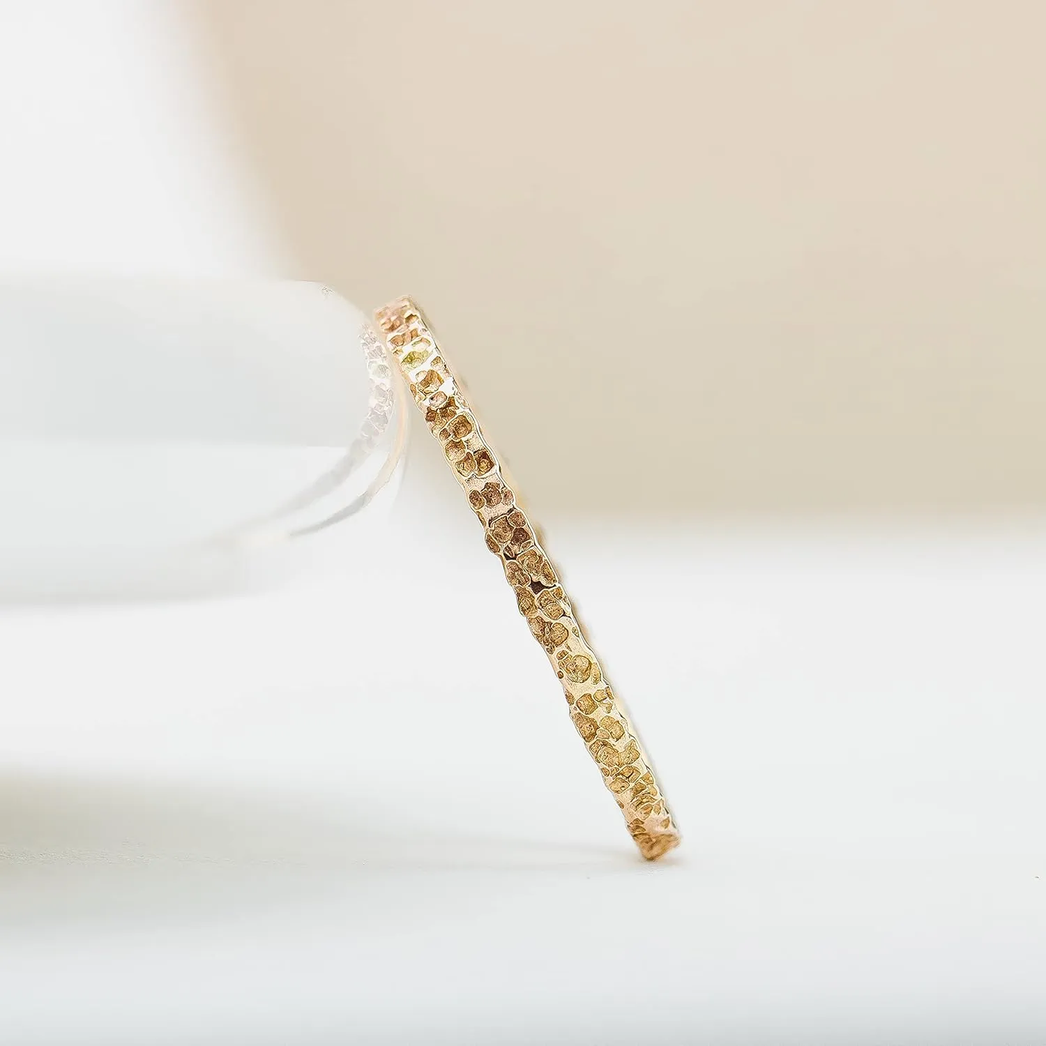 Boulder Stacking Ring | Brutalist Rough Rocky Stone Rugged Hammered Stackable Rings | USA Sizes 2-12 (2, 14K Gold Fill)