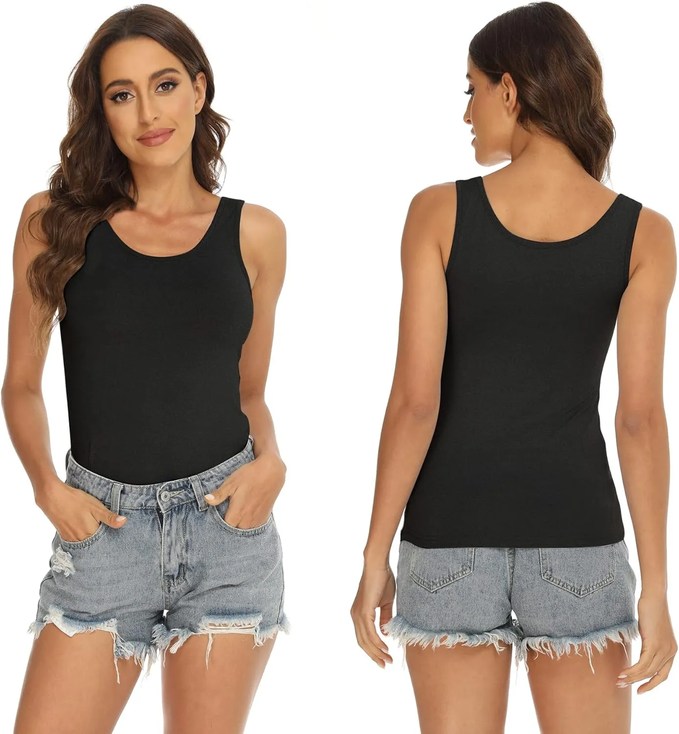 BQTQ 5 Pcs Basic Tank Tops for Women Undershirt Tank Top Sleeveless Under Shirts