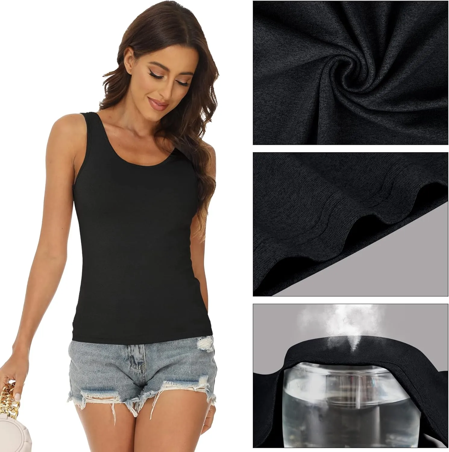 BQTQ 5 Pcs Basic Tank Tops for Women Undershirt Tank Top Sleeveless Under Shirts