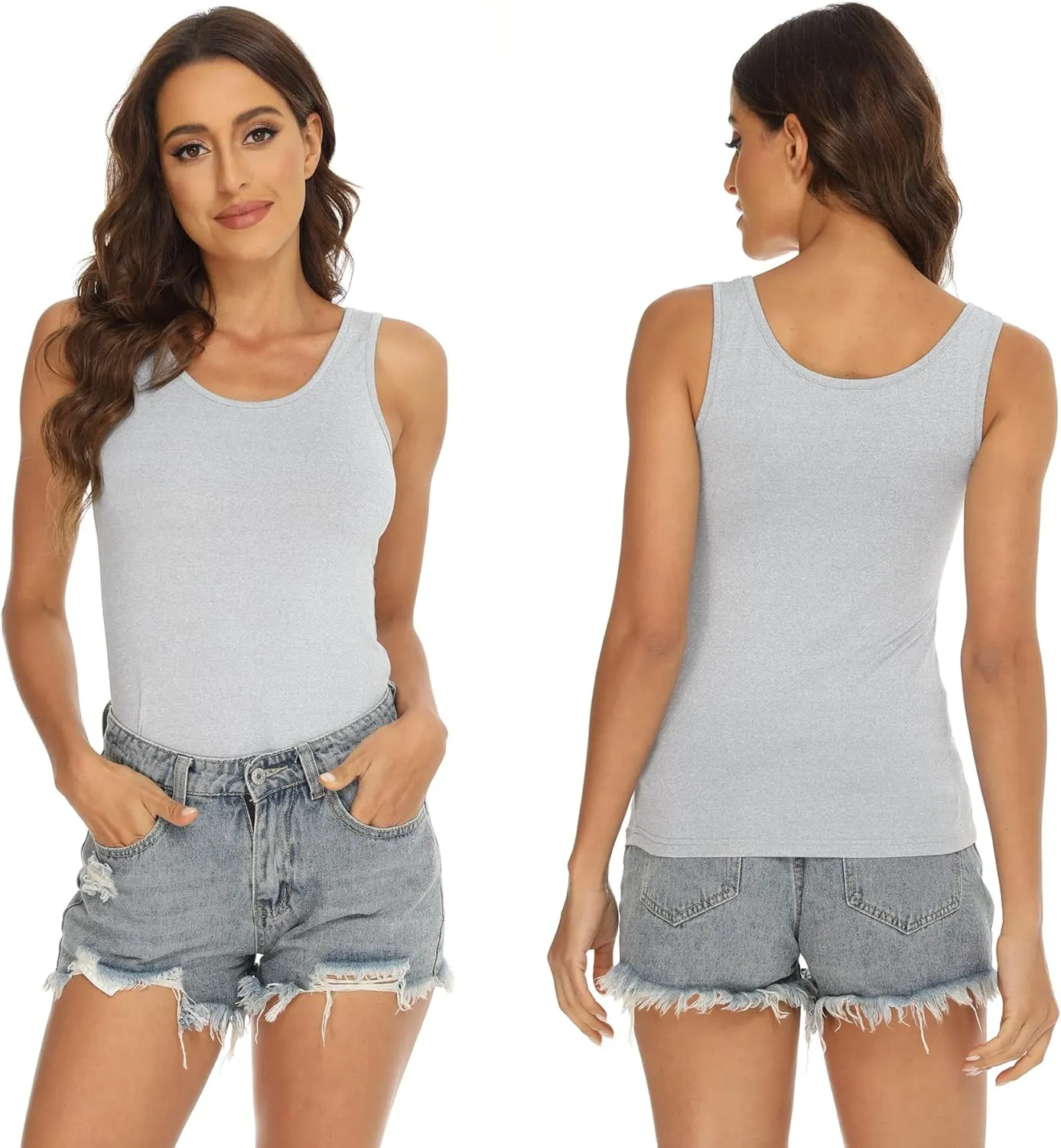 BQTQ 5 Pcs Basic Tank Tops for Women Undershirt Tank Top Sleeveless Under Shirts