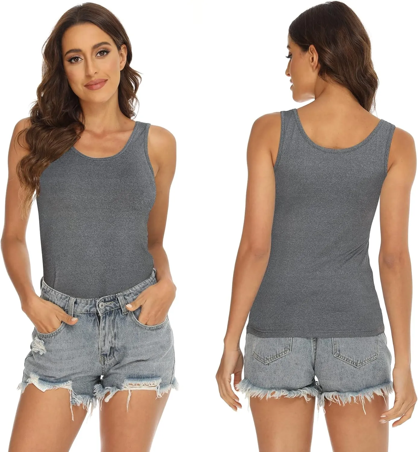 BQTQ 5 Pcs Basic Tank Tops for Women Undershirt Tank Top Sleeveless Under Shirts