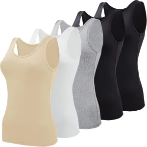 BQTQ 5 Pcs Basic Tank Tops for Women Undershirt Tank Top Sleeveless Under Shirts