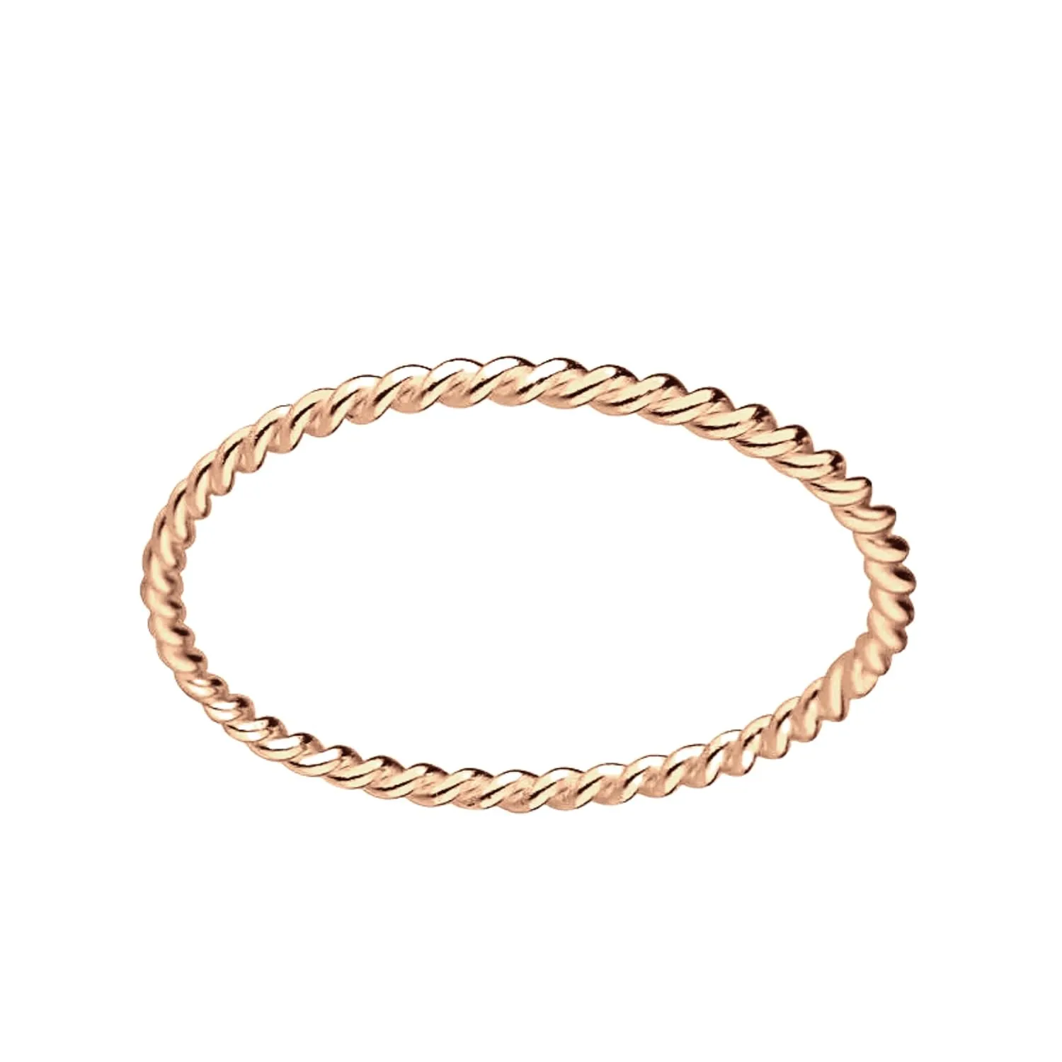 Braided Rope Stacking Ring | Elegant Twist 1mm Skinny Stackable Stack Ring Band in Silver, Gold, or Rose Gold | Comfort Fit USA Sizes 3-12 (14K Rose Gold Fill, 11)
