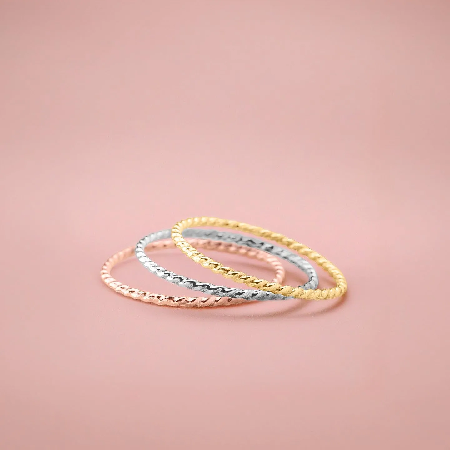 Braided Rope Stacking Ring | Elegant Twist 1mm Skinny Stackable Stack Ring Band in Silver, Gold, or Rose Gold | Comfort Fit USA Sizes 3-12 (14K Rose Gold Fill, 11)