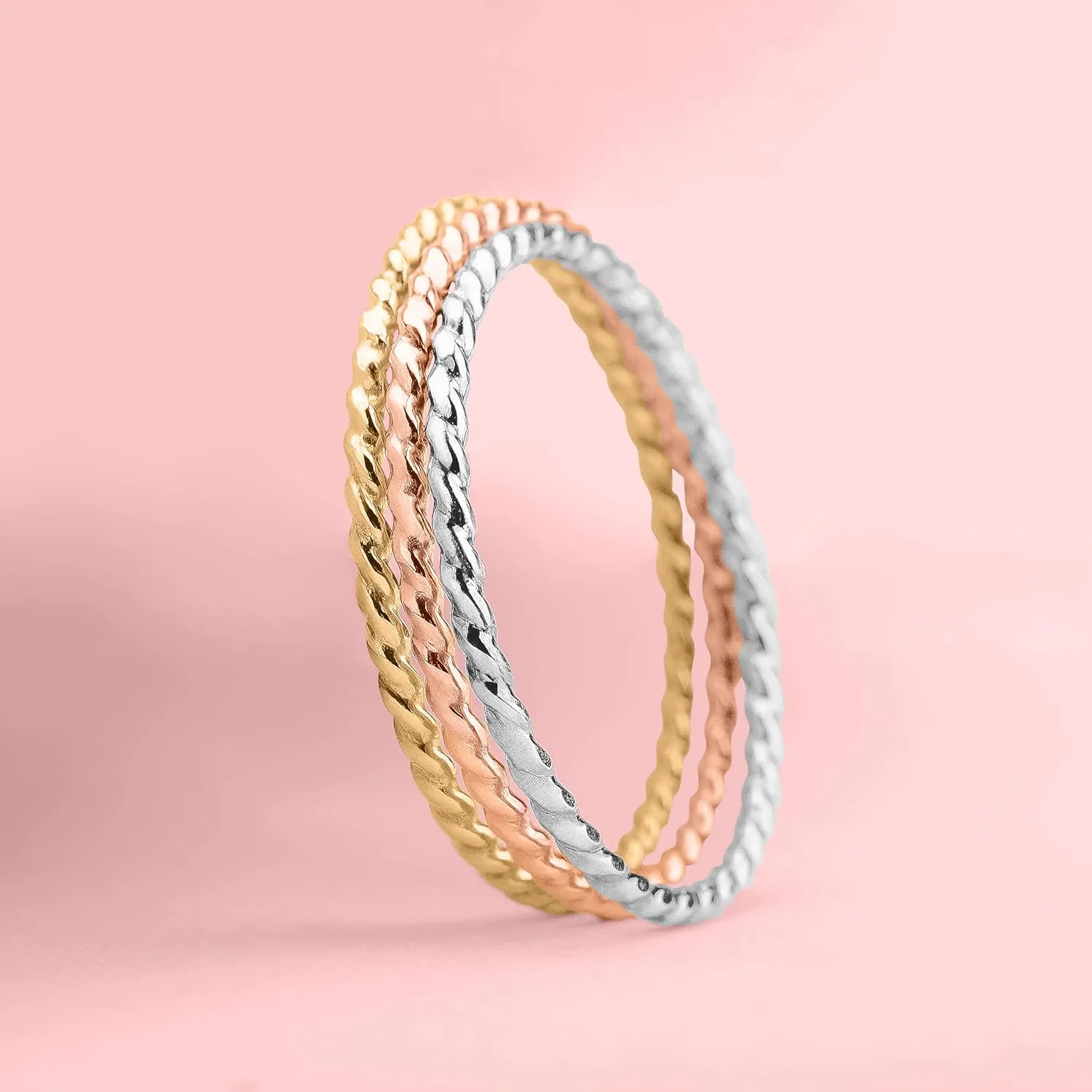 Braided Rope Stacking Ring | Elegant Twist 1mm Skinny Stackable Stack Ring Band in Silver, Gold, or Rose Gold | Comfort Fit USA Sizes 3-12 (14K Rose Gold Fill, 11)