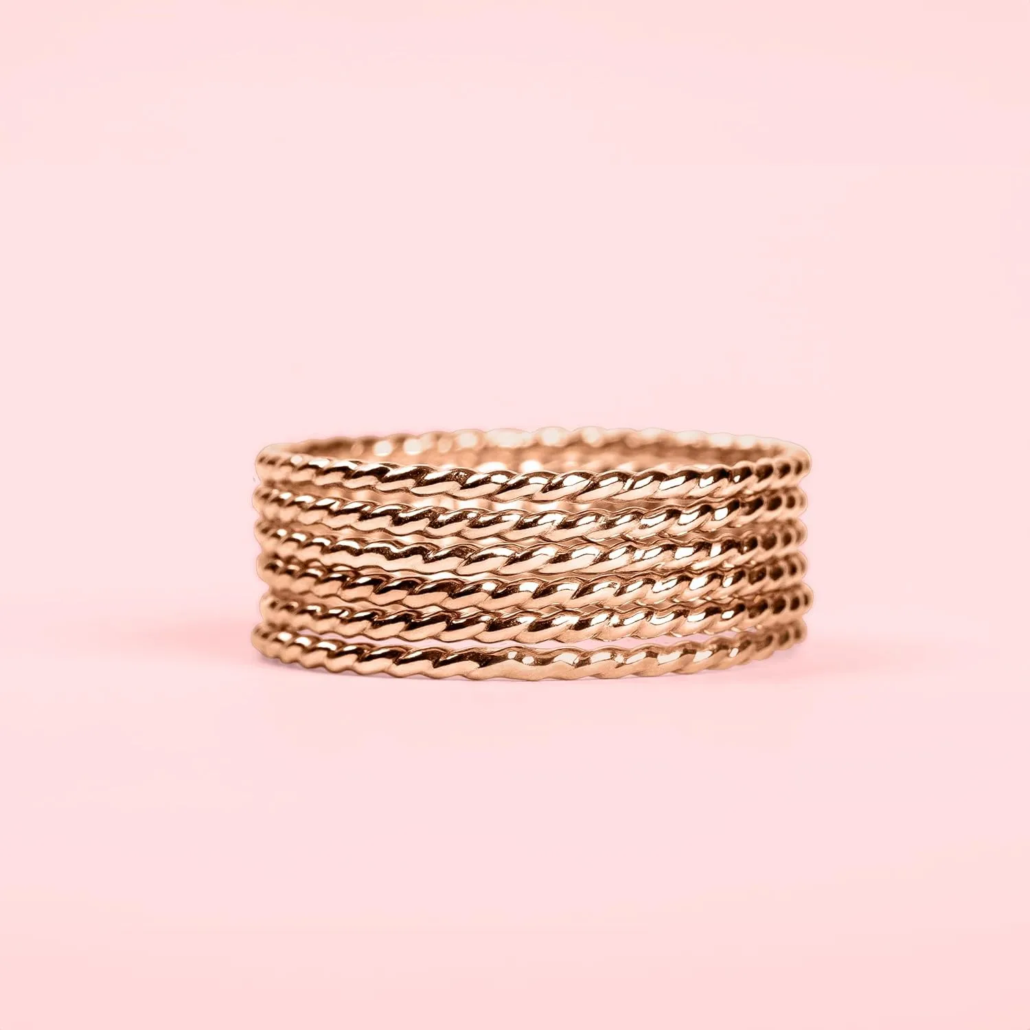 Braided Rope Stacking Ring | Elegant Twist 1mm Skinny Stackable Stack Ring Band in Silver, Gold, or Rose Gold | Comfort Fit USA Sizes 3-12 (14K Rose Gold Fill, 11)