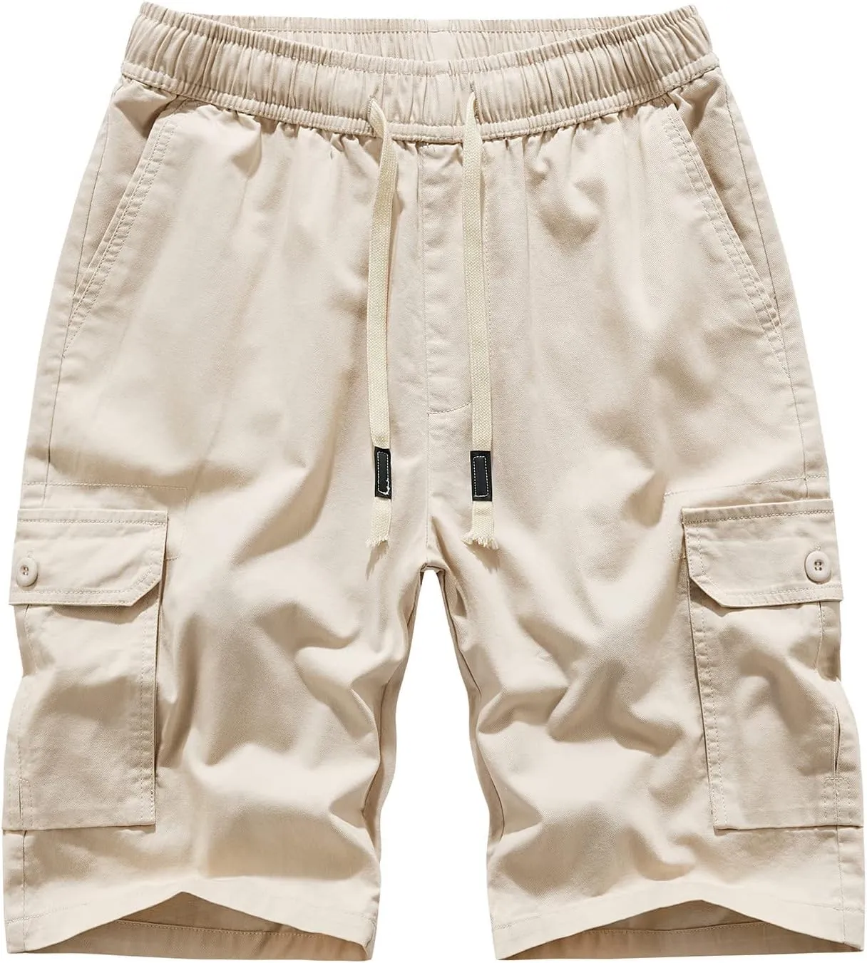 Camo Shorts Men Elastic Waist Military Cargo Shorts Cotton Twill Workout Fishing Hiking Shorts Summer Short Pants