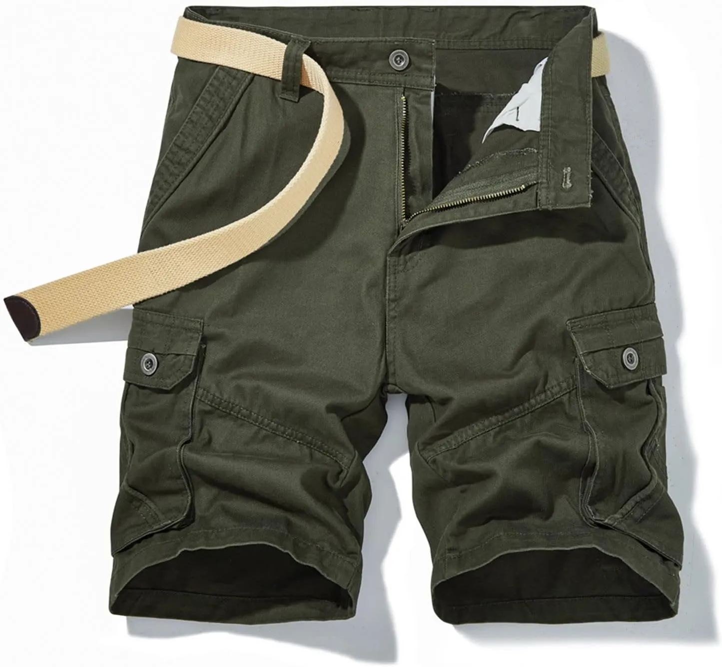 Cargo Shorts for Men 2023 Stylish Buckle Zipper Button Pockets Tooling Shorts Classic Fit Work Utility Shorts
