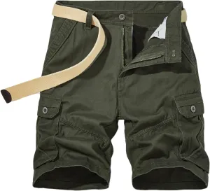 Cargo Shorts for Men 2023 Stylish Buckle Zipper Button Pockets Tooling Shorts Classic Fit Work Utility Shorts