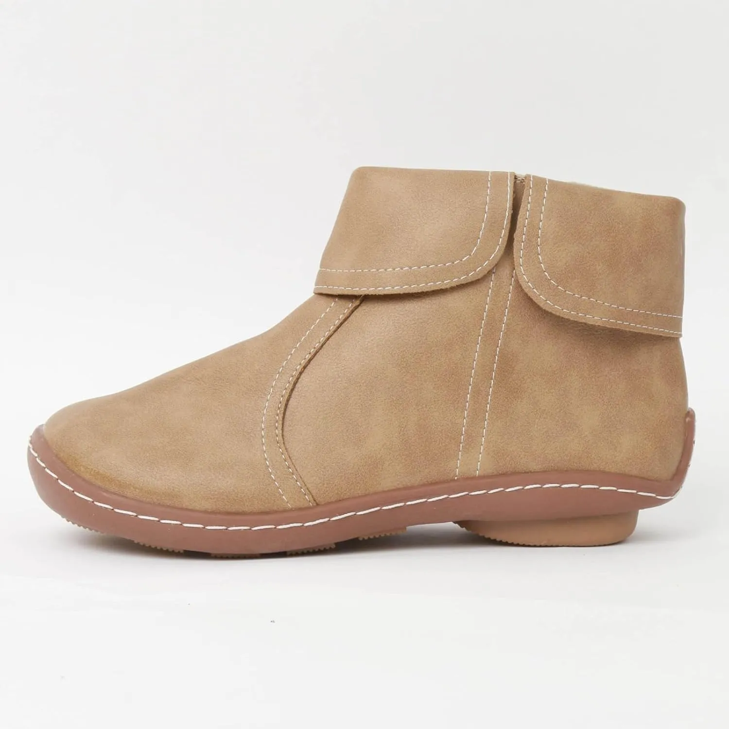Cathalem Ankle Boots for Women No Heel Arch Support Booties Side Zip-up Vintage Leather Damping Shoes Flat Heel Booties
