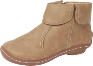 Cathalem Ankle Boots for Women No Heel Arch Support Booties Side Zip-up Vintage Leather Damping Shoes Flat Heel Booties