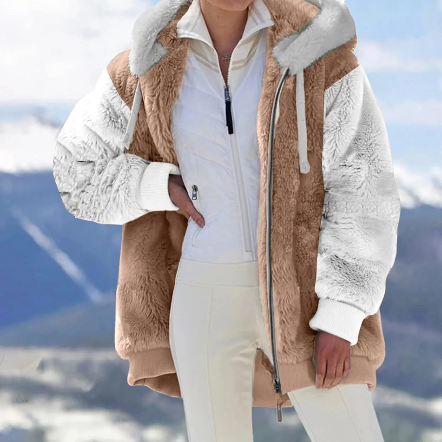 ChicCrate Womens Fuzzy Fleece Zip Up Jacket Long Sleeve Sherpa Hoodies 2025 Winter Trendy Warm Clothes Casual Outfits
