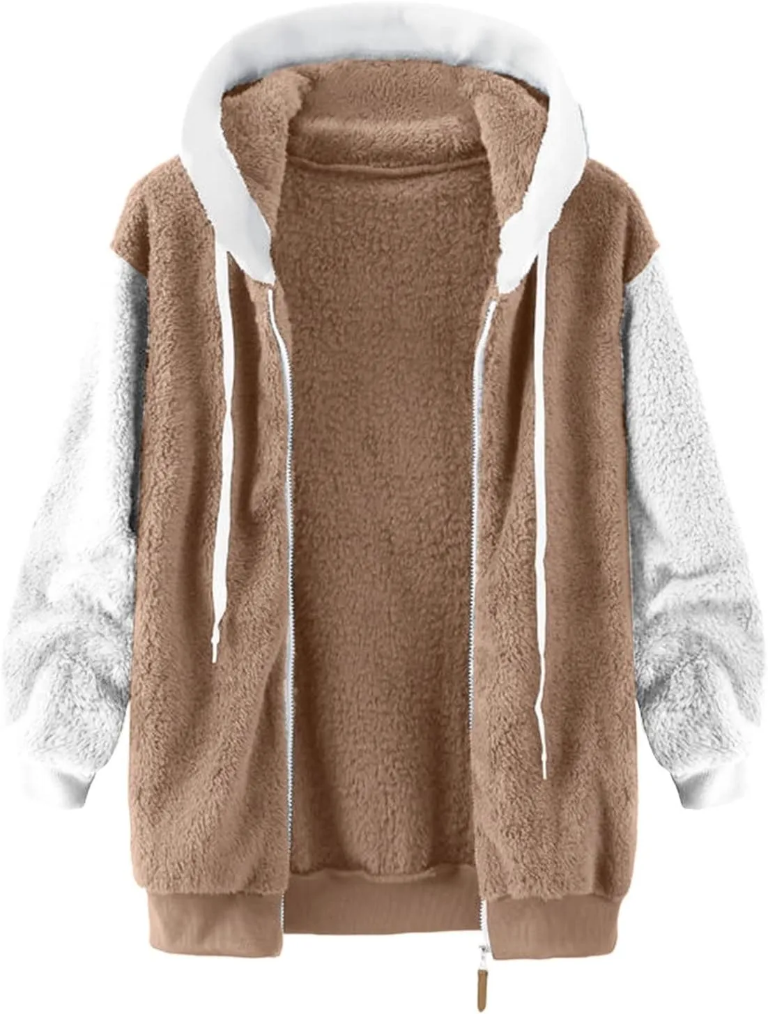 ChicCrate Womens Fuzzy Fleece Zip Up Jacket Long Sleeve Sherpa Hoodies 2025 Winter Trendy Warm Clothes Casual Outfits