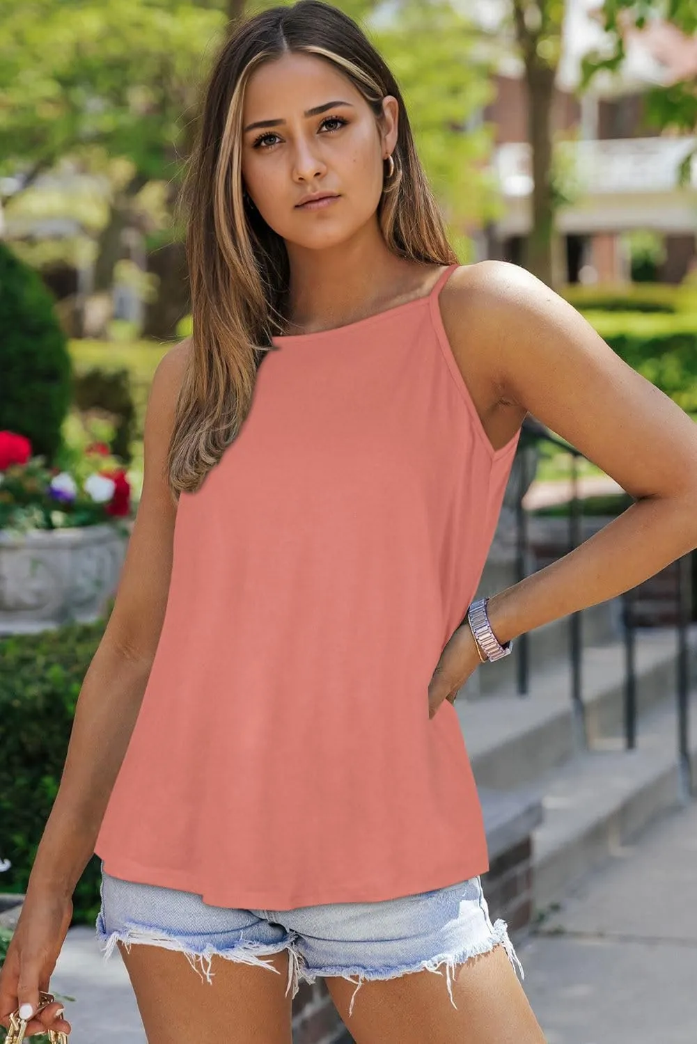 CHICGAL Womens Tank Tops Summer Camisole Halter Tops Sleeveless Scoop Neck Tees Blouses