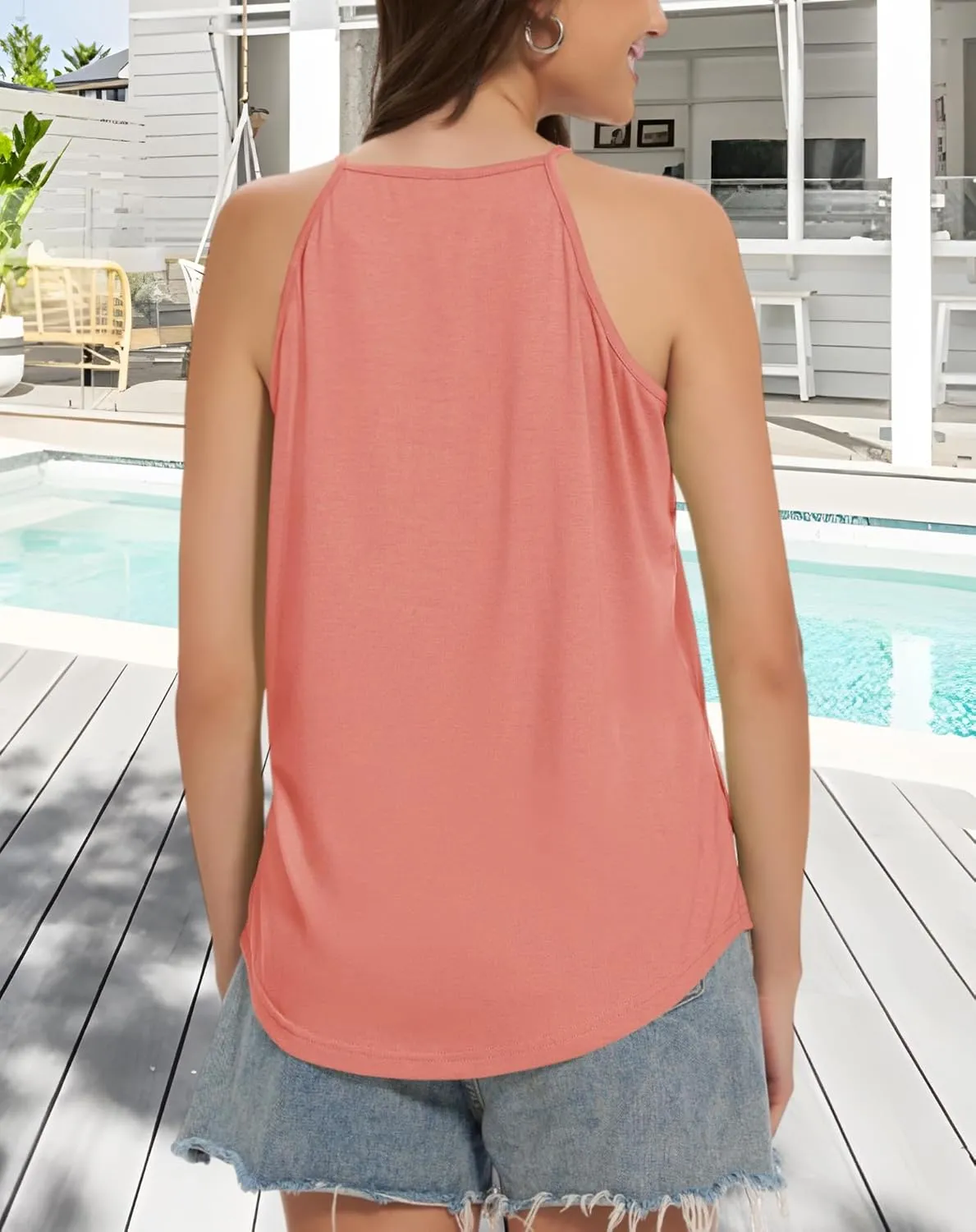 CHICGAL Womens Tank Tops Summer Camisole Halter Tops Sleeveless Scoop Neck Tees Blouses