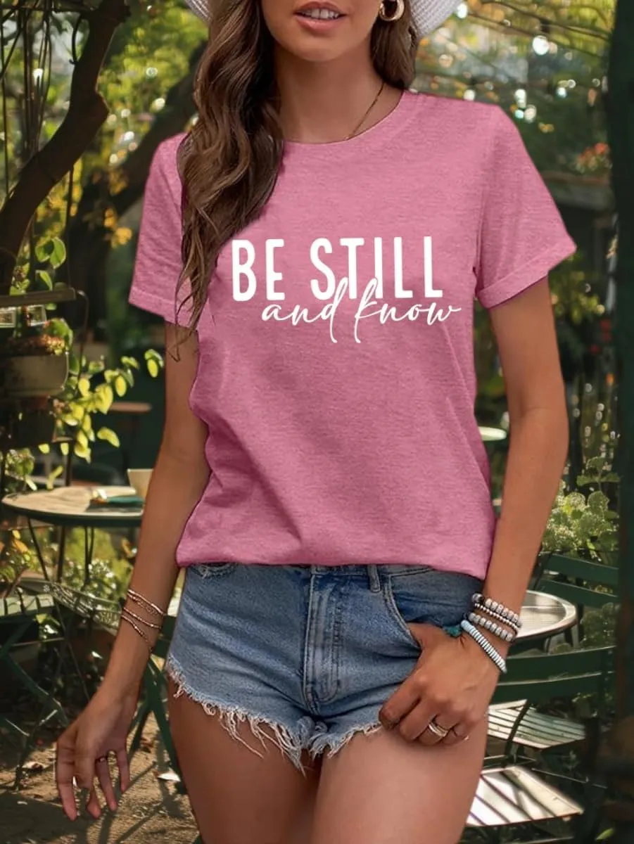 Christian Be Still and Know Shirts for Women Summer Casual T Shirts