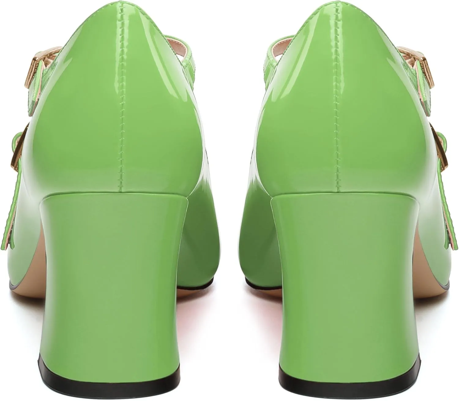 Chunky Block Heels for Women Closed Square Toe Patent Pumps Cross Strap High Heels Evening Party Dress Shoes 2.5IN