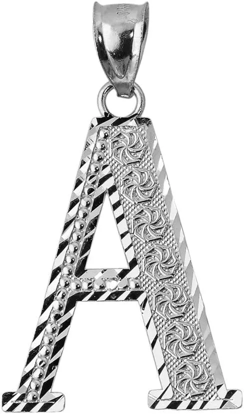 Claddagh Gold 925 Sterling Silver Initial Letter A Charm Pendant, 0.7"