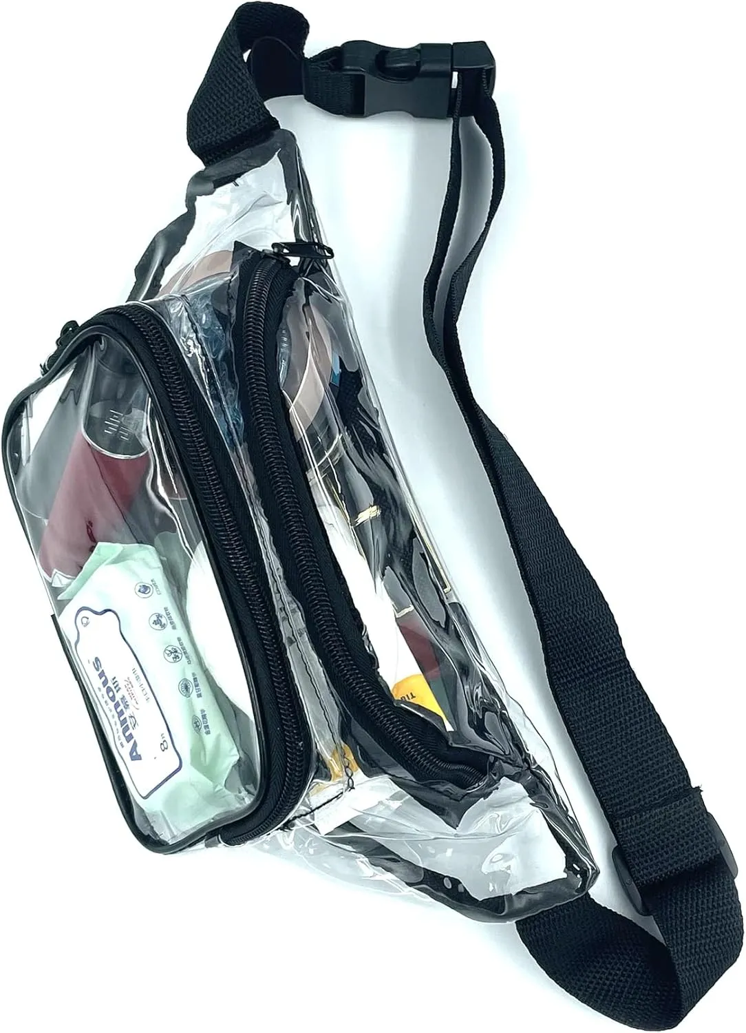 Clear Fanny Pack, Stadium Approved Waist Pack, Waterproof Hip Pack with Adjustable Strap For Women Men, Travel, Beach, Events, Festival, Sports Games,Rave and Concerts (Black)