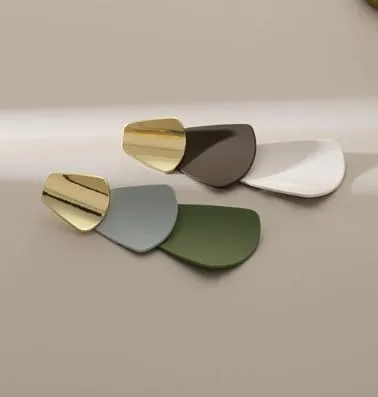 Color-Block Geometric Earrings - Minimalist Elegant Metal Drop Earrings for Daily Wear & Special Occasions