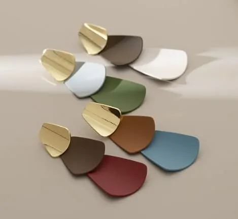 Color-Block Geometric Earrings - Minimalist Elegant Metal Drop Earrings for Daily Wear & Special Occasions