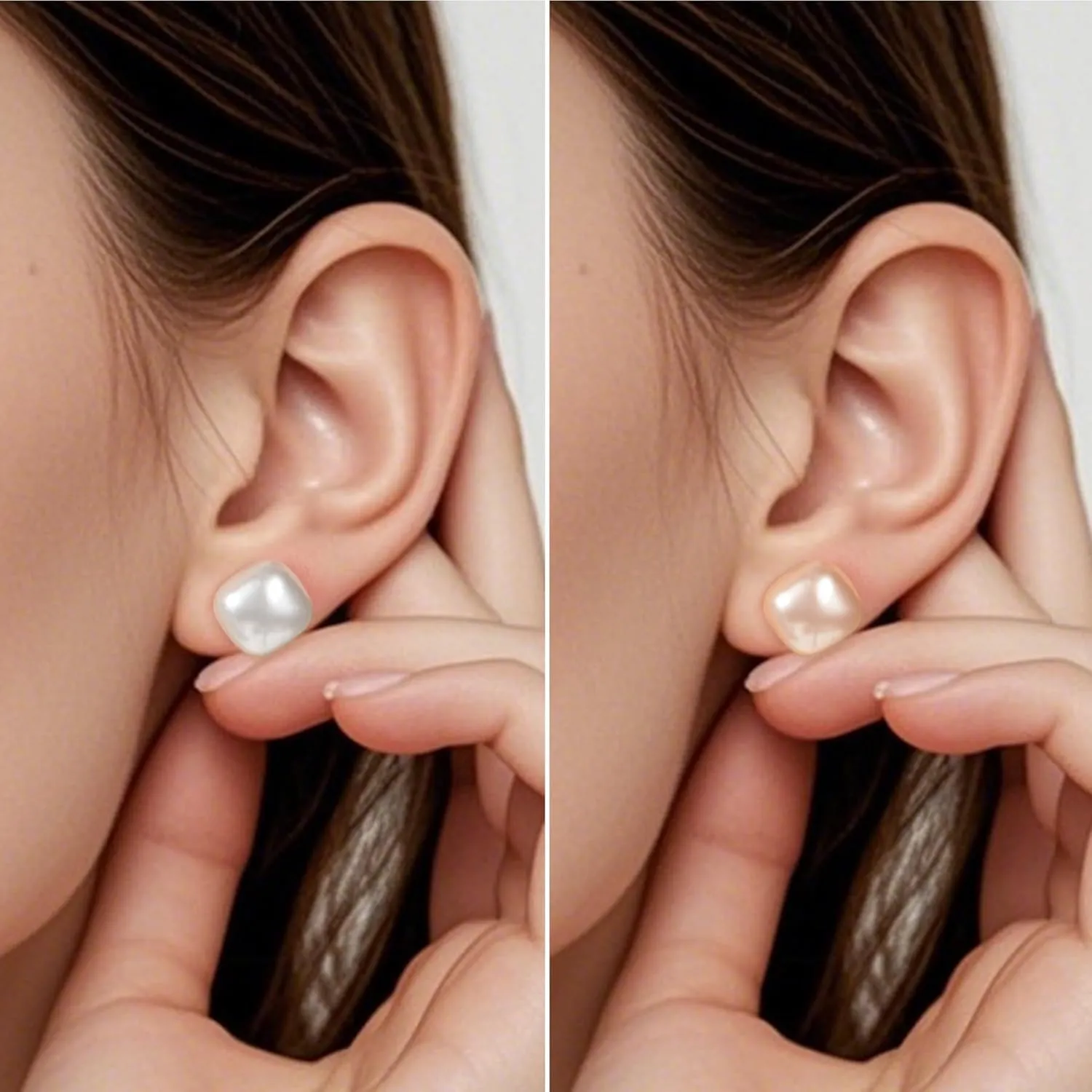 Colorful Geometric Solid Block Smooth Imitation Pearl Stud Earrings 925 Pure Silver Earrings Female 10mm