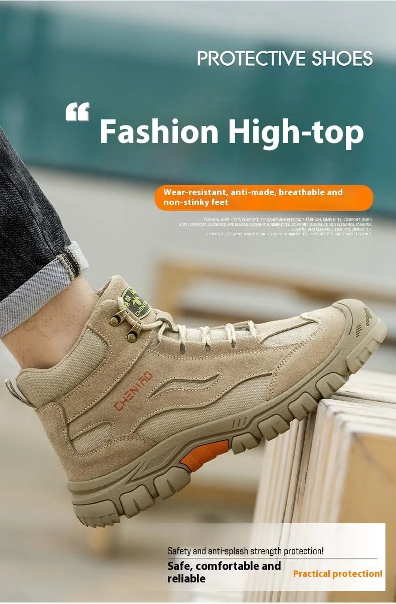 Composite Toe Safety Boots - High Top, Breathable & Indestructible , Wide Width & Soft Comfort, Anti-Smashing & Puncture-Resistant, Slip-Resistant Non-Skid for Construction & Warehouse Work Shoes