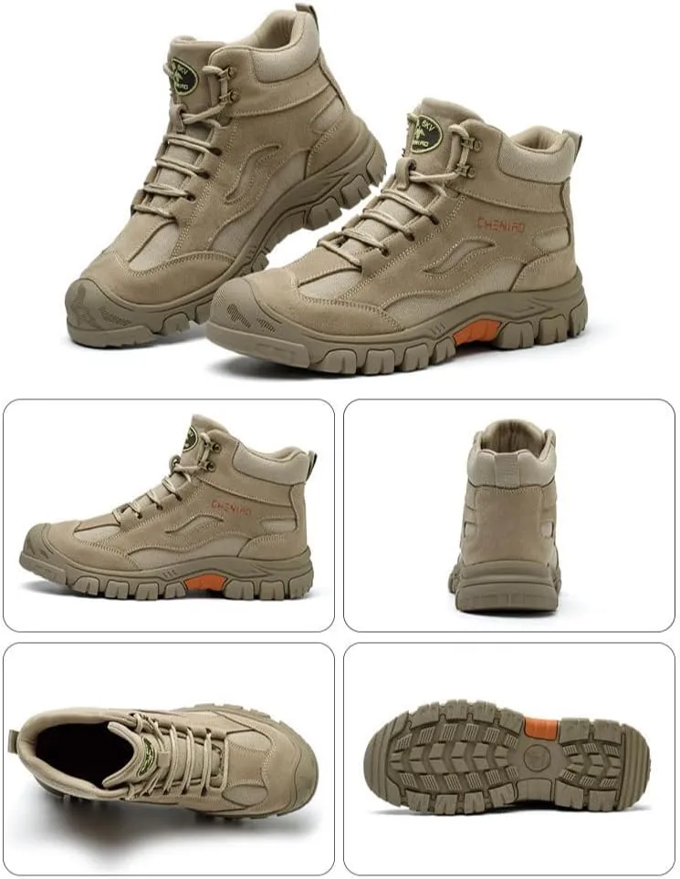 Composite Toe Safety Boots - High Top, Breathable & Indestructible , Wide Width & Soft Comfort, Anti-Smashing & Puncture-Resistant, Slip-Resistant Non-Skid for Construction & Warehouse Work Shoes
