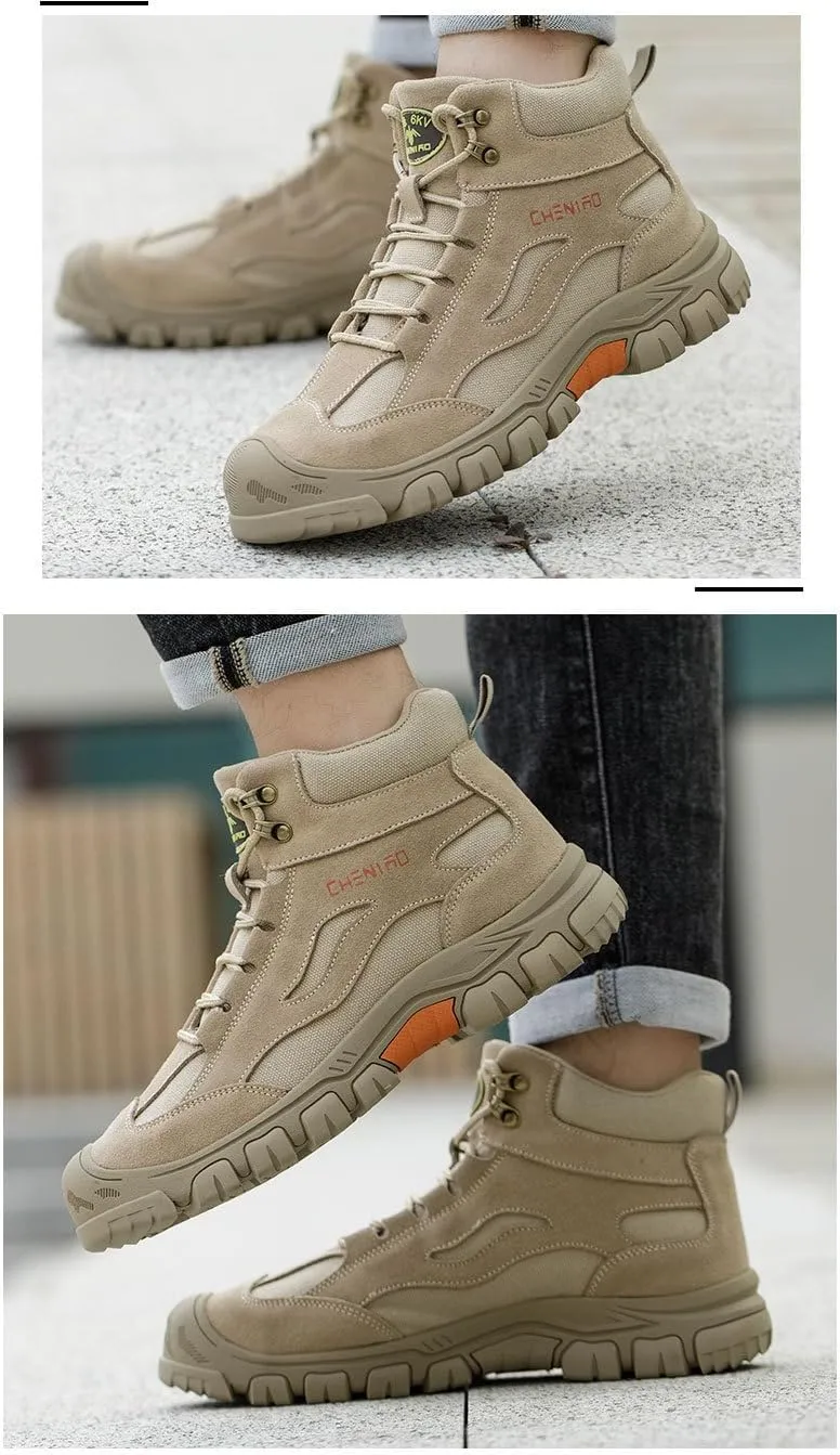 Composite Toe Safety Boots - High Top, Breathable & Indestructible , Wide Width & Soft Comfort, Anti-Smashing & Puncture-Resistant, Slip-Resistant Non-Skid for Construction & Warehouse Work Shoes
