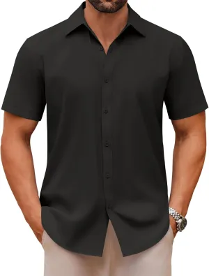 COOFANDY Men's Casual Button Down Shirts Short Sleeve Summer Untucked Dress Shirts