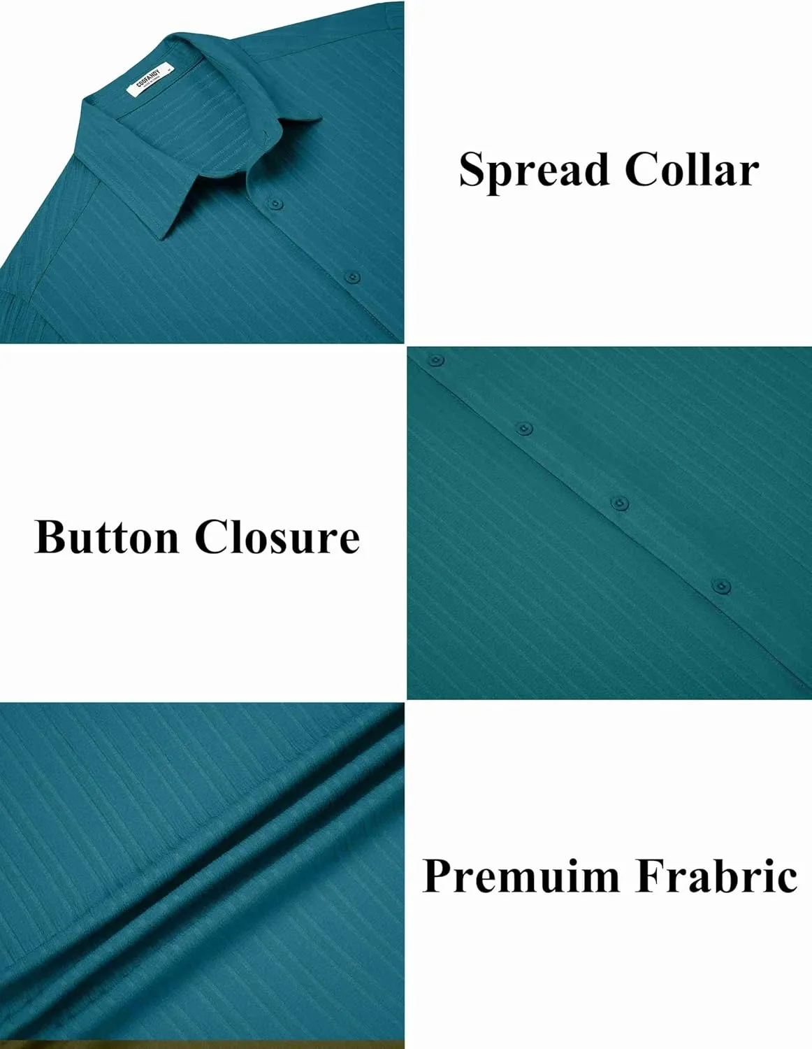 COOFANDY Men's Casual Button Down Shirts Short Sleeve Textured Summer Beach Shirts