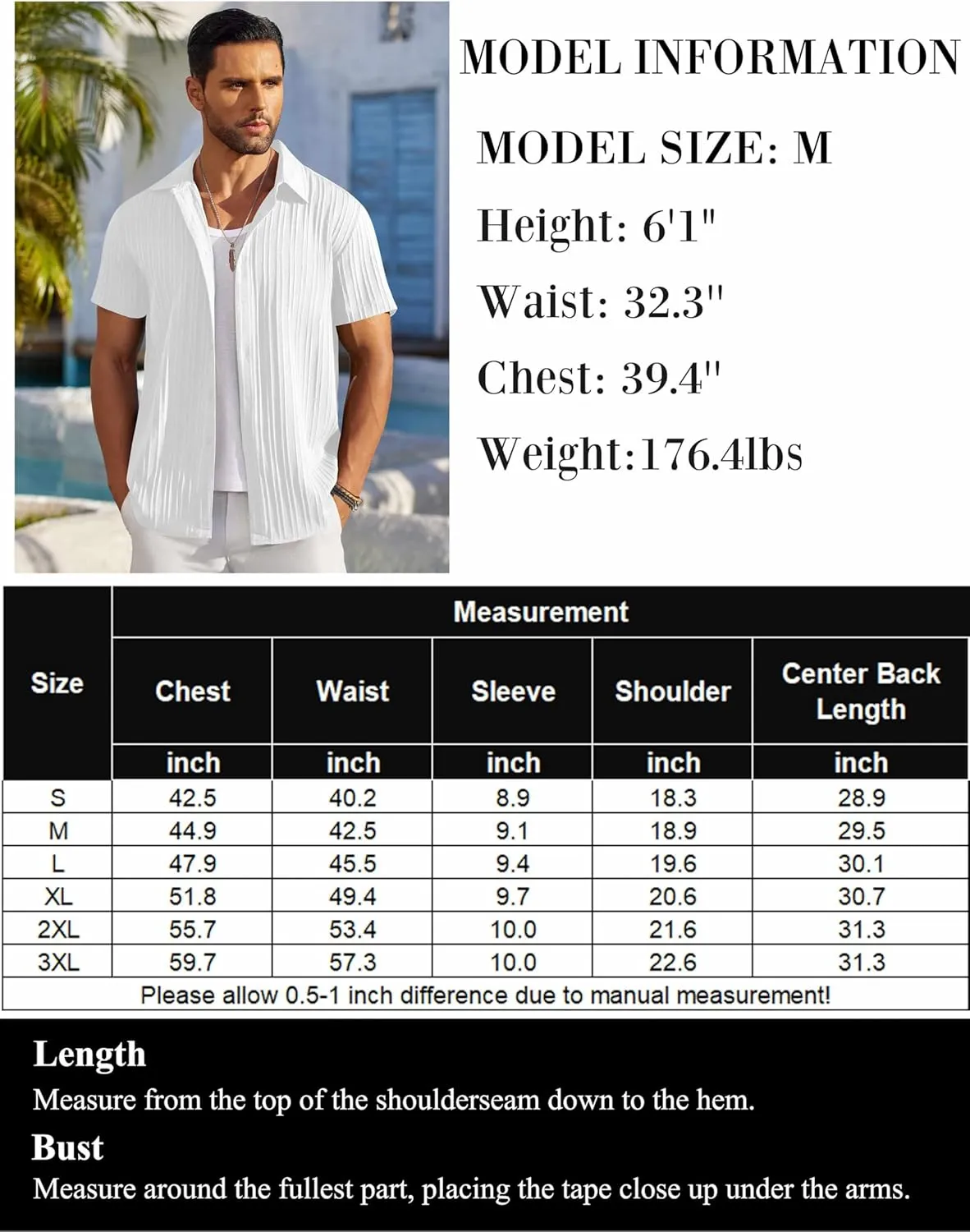 COOFANDY Men's Casual Button Down Shirts Short Sleeve Textured Summer Beach Shirts
