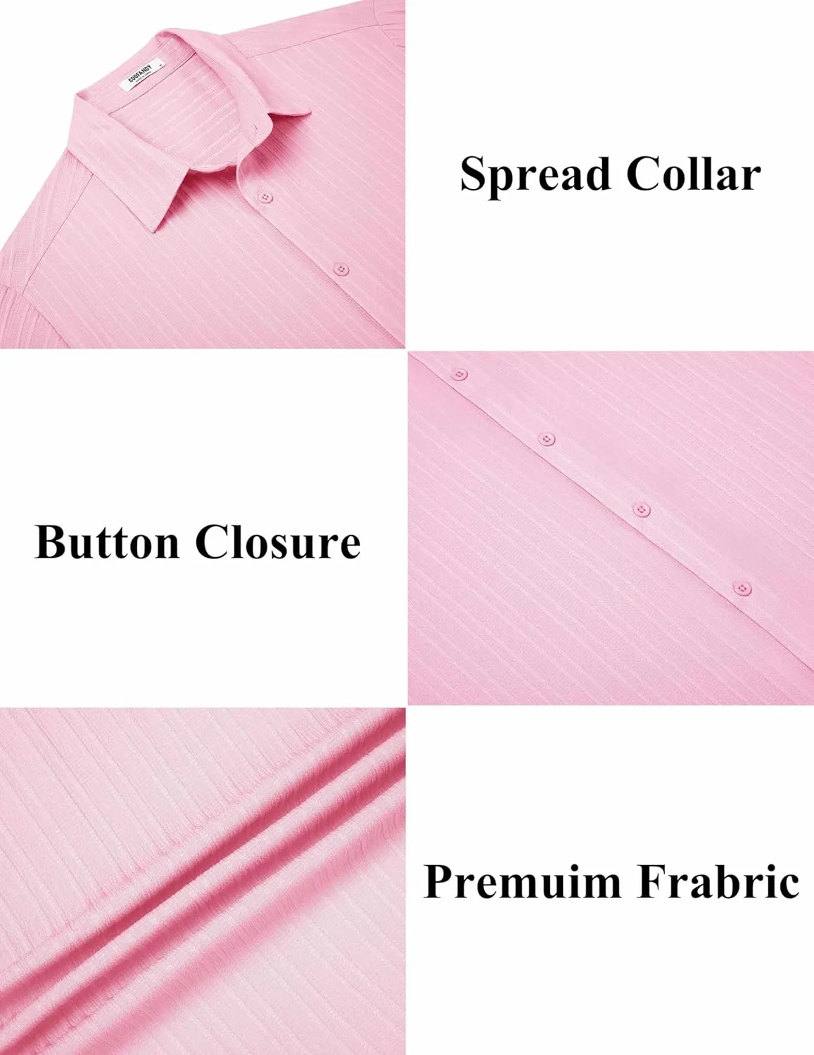 COOFANDY Men's Casual Button Down Shirts Short Sleeve Textured Summer Beach Shirts