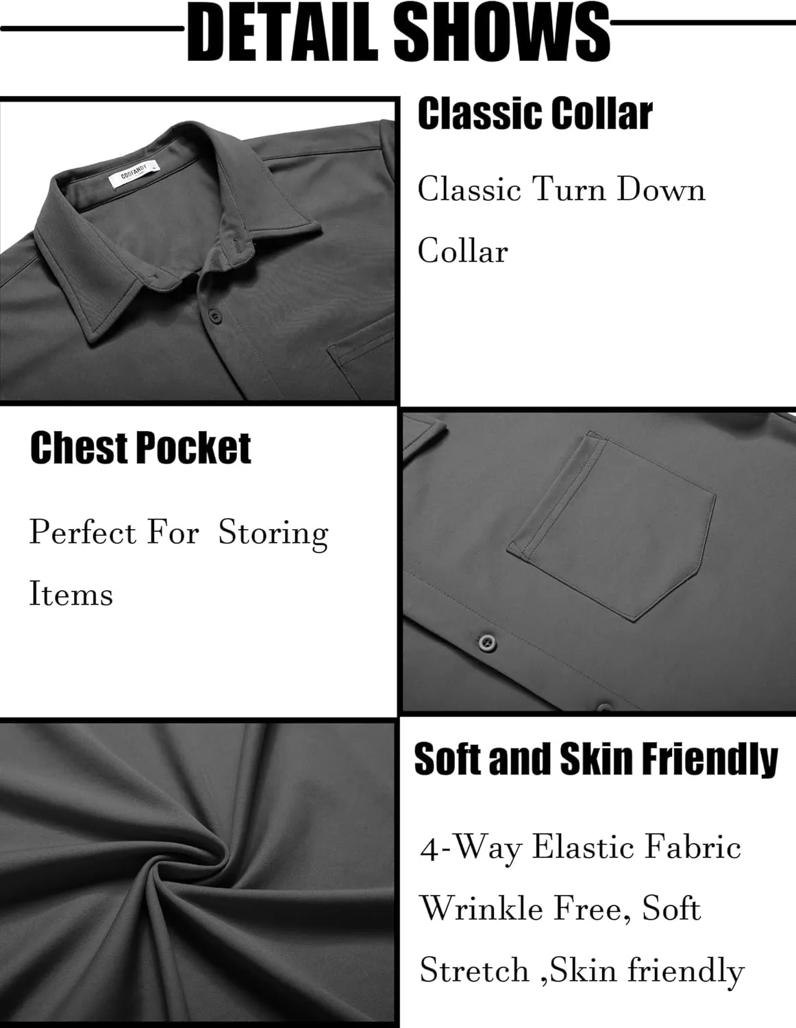 COOFANDY Men's Casual Wrinkle Free Shirts Button Down Short Sleeve Summer Shirts