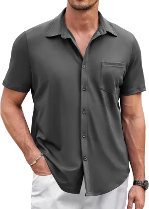 COOFANDY Men's Casual Wrinkle Free Shirts Button Down Short Sleeve Summer Shirts