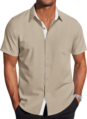 COOFANDY Men's Wrinkle Free Business Dress Shirts Short Sleeve Button Down Shirts